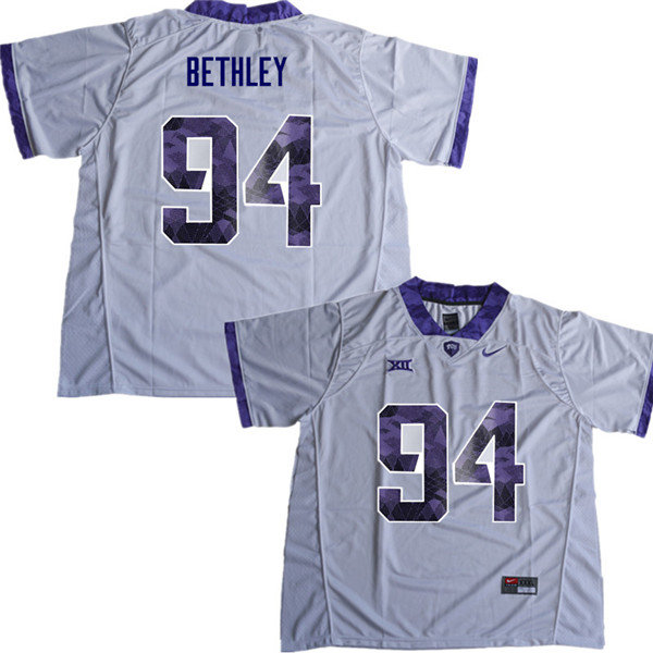 Men #94 Corey Bethley TCU Horned Frogs College Football Jerseys Sale-White - Click Image to Close
